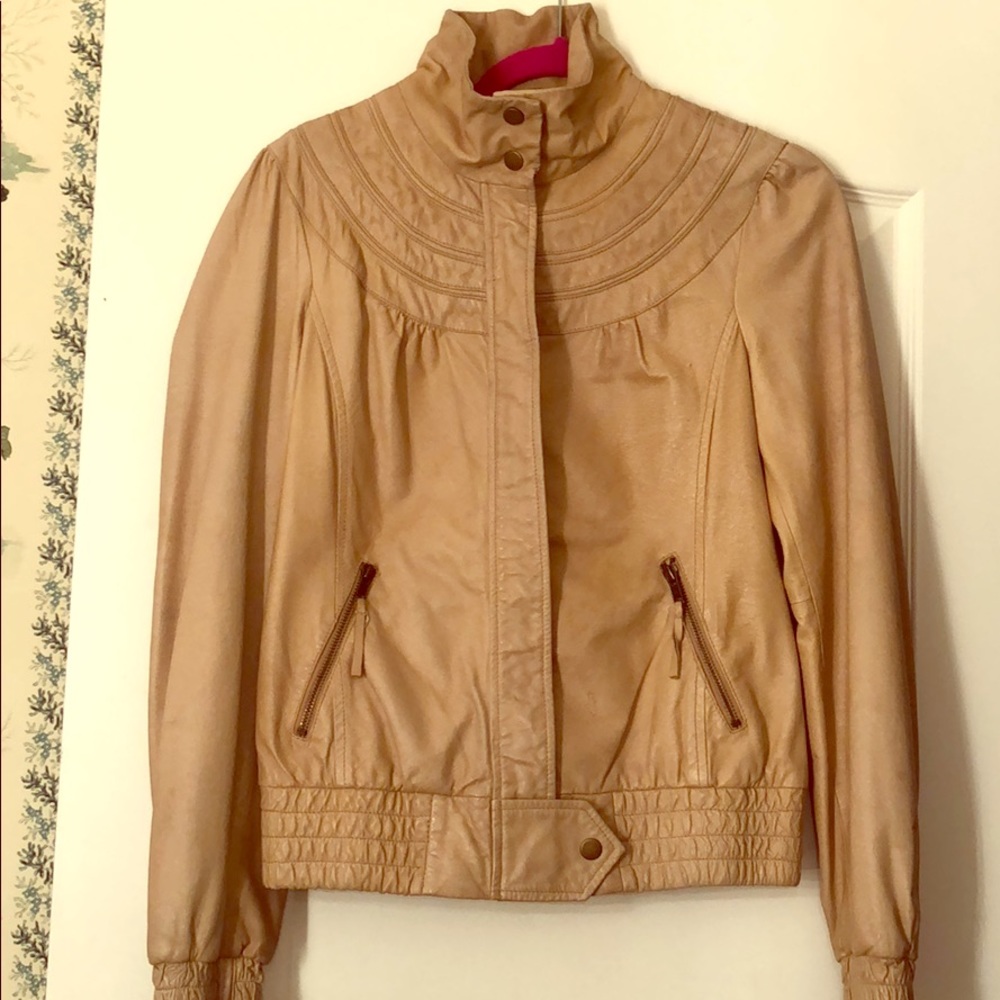 Punky Leather Moto Jacket with ruching